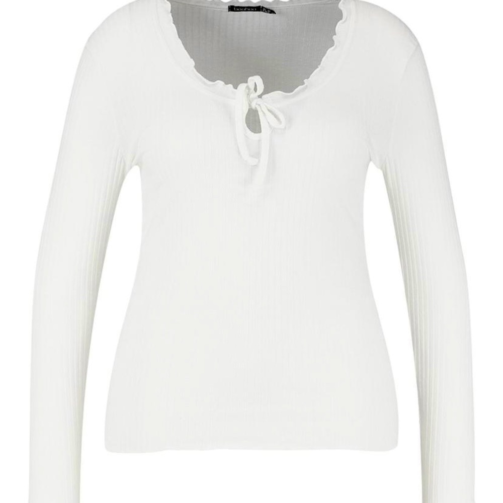 Boohoo Plus Soft Rib Ruffle Sweater